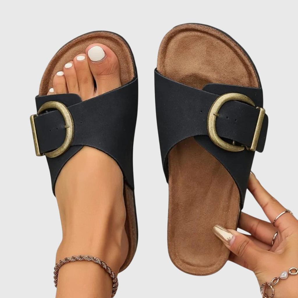 Elegant Orthopedic Sandals with Vintage Buckle Detail