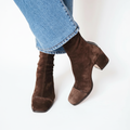 Fatima | Elegant Suede Square Toe Ankle Boots