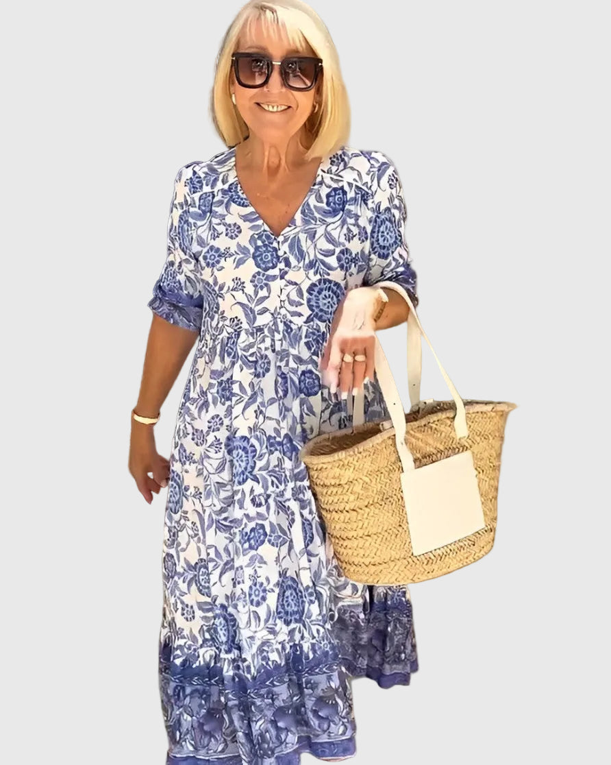 Keisha | Graceful V-Neck Floral Maxi Dress