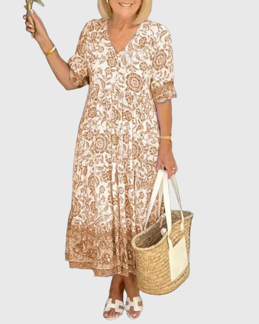 Keisha | Graceful V-Neck Floral Maxi Dress