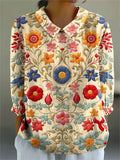 Romantic Floral Blouse with Subtle Collar
