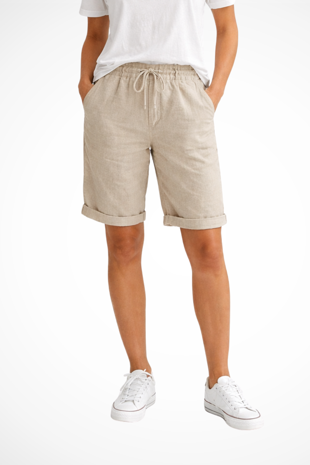 Relaxed Linen Capri Pants with Elastic Waist for Everyday Style