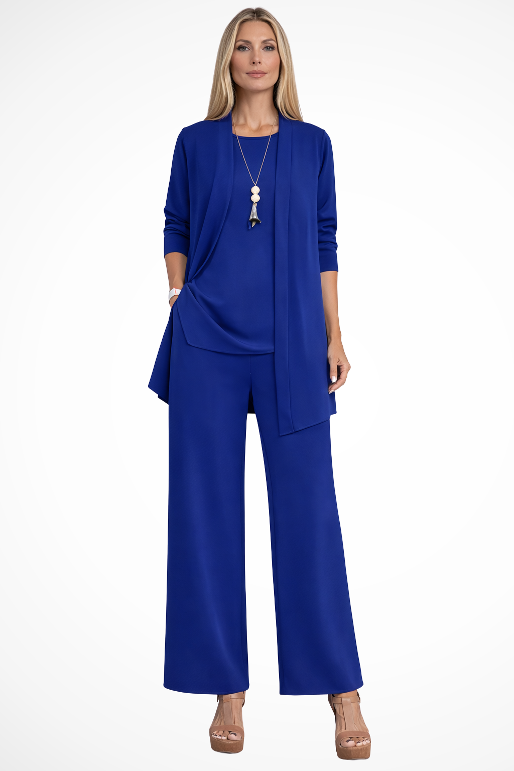 Elegant 3-Piece Wide-Leg Trouser Set for Women