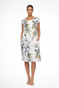 Relaxed Sleeveless Botanical Print Summer Shift Dress with Pockets