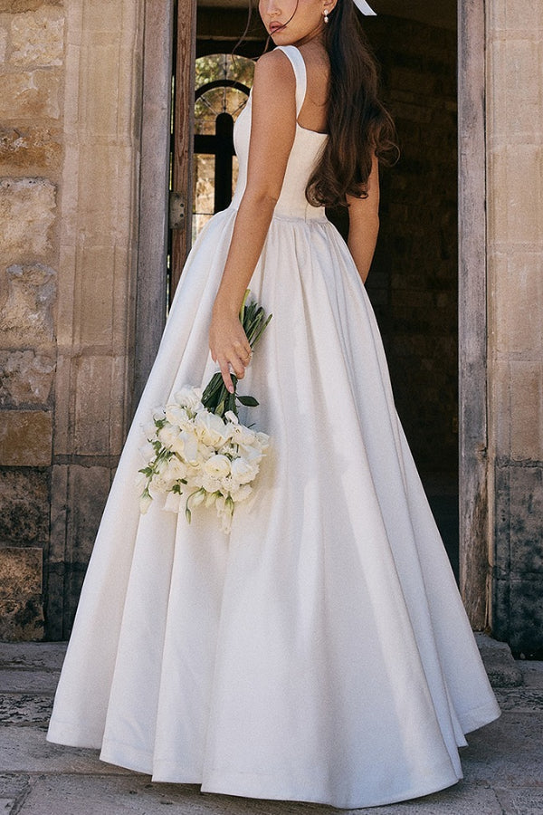 Kara | Wide straps, corset, solid color maxi dresses, white