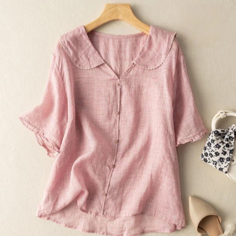Vintage Scalloped Collar Blouse – Relaxed Elegant Fit