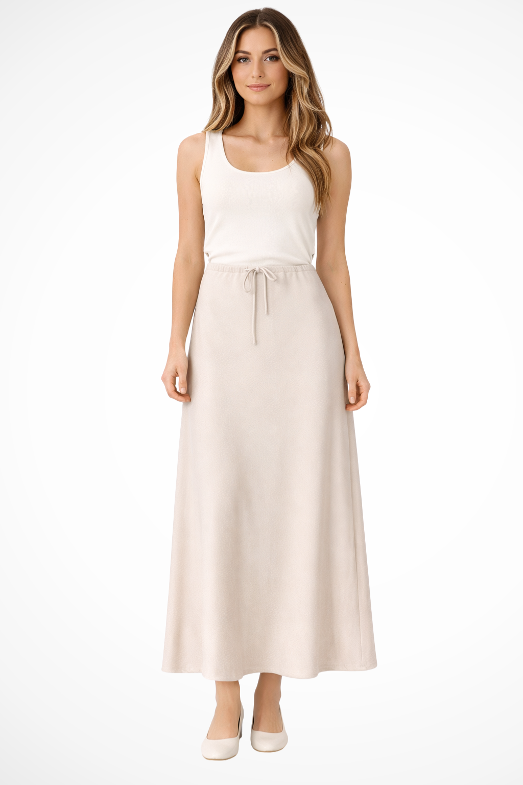 High Waist Satin Maxi Skirt with Tiered Panels – Elegant Fit