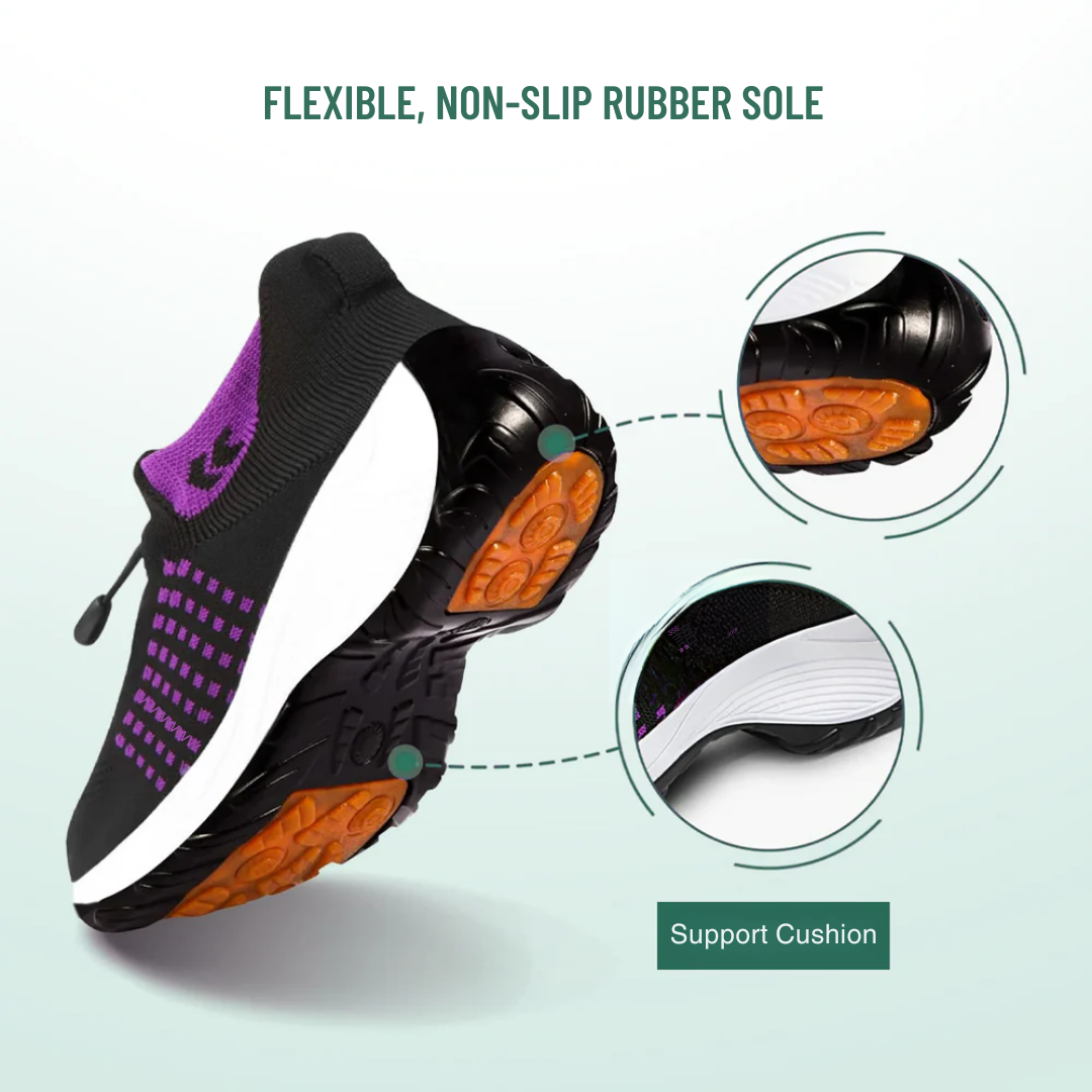 Purple Black Orthopedic Walking Shoes with Arch Support for Women