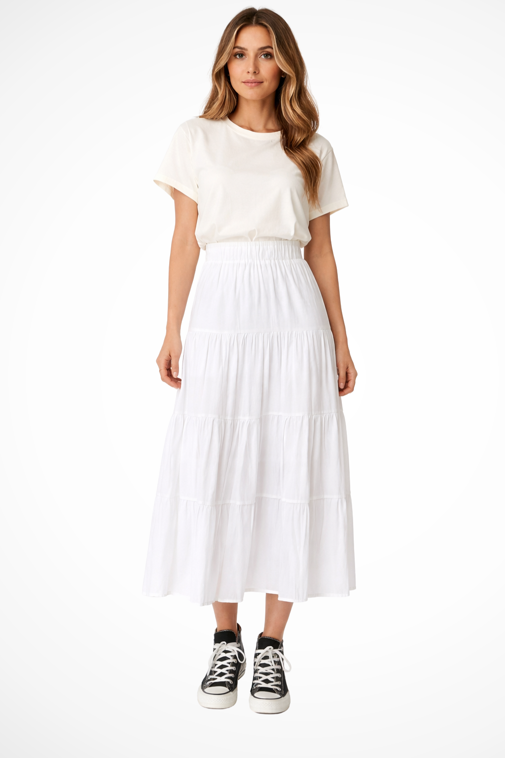 High Waist Tiered Flowy Maxi Skirt for Effortless Everyday Style
