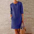 Chic Button-Front Shift Dress with Pockets | Knee-Length