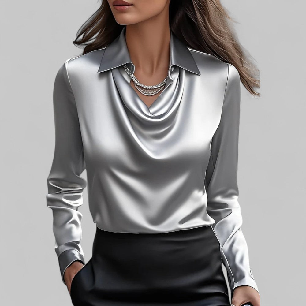 Rose | Women’s Draped Neck Long Sleeve Blouses