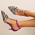 Emersyn – Low Stilettos with Zebra Pattern and Spiked Toe