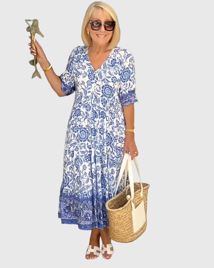 Keisha | Graceful V-Neck Floral Maxi Dress