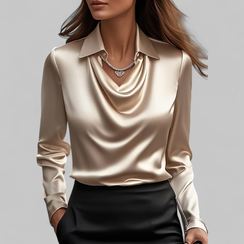 Rose | Women’s Draped Neck Long Sleeve Blouses