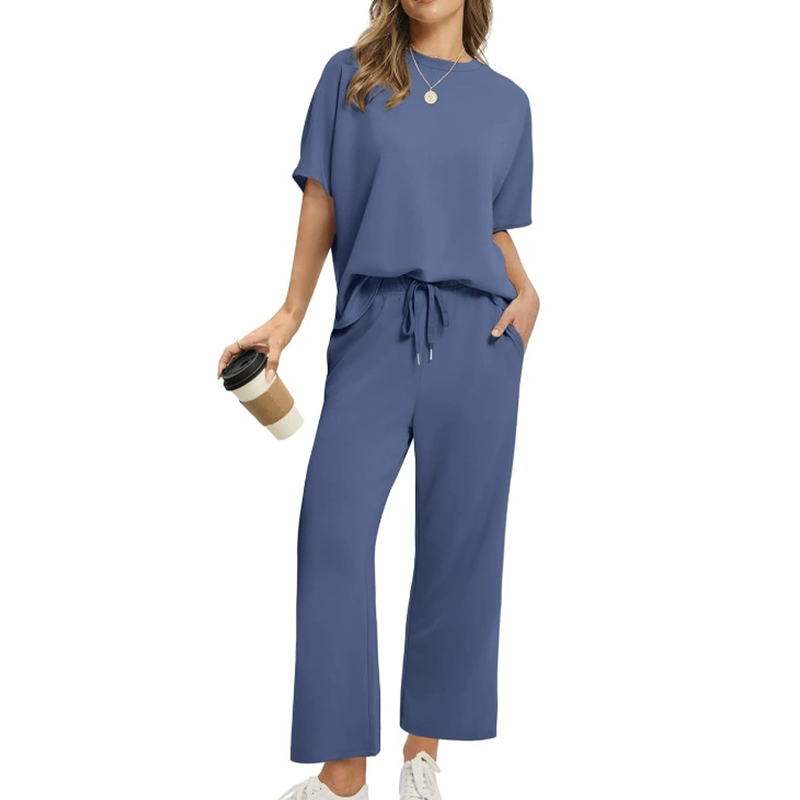 Aesthetic Casual Two-Piece Matching Top and Pants Set for Women