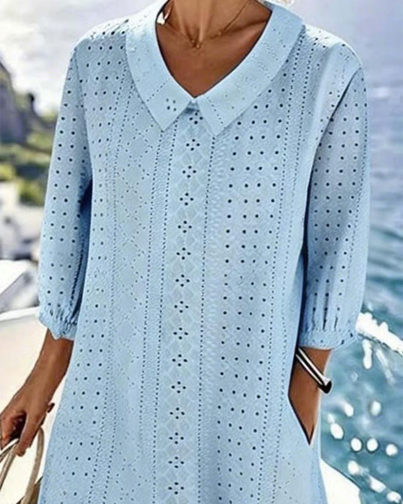 Elegant Midi Dress with Embroidered Details
