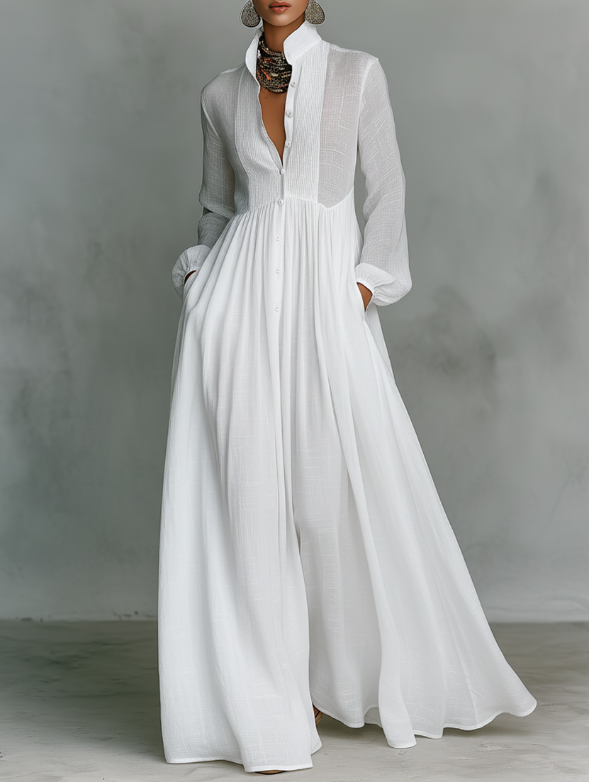 Serena Flowing Button-Front Maxi Dress for Women