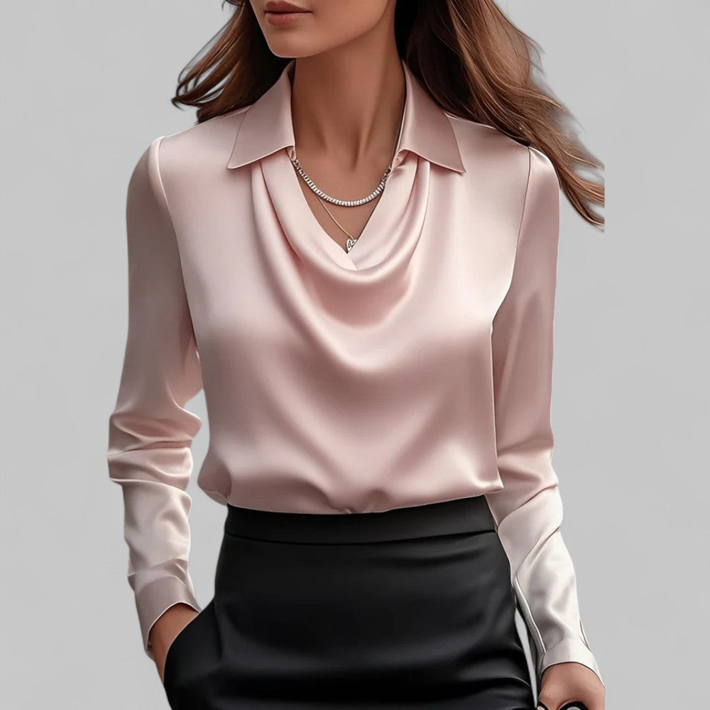 Rose | Women’s Draped Neck Long Sleeve Blouses