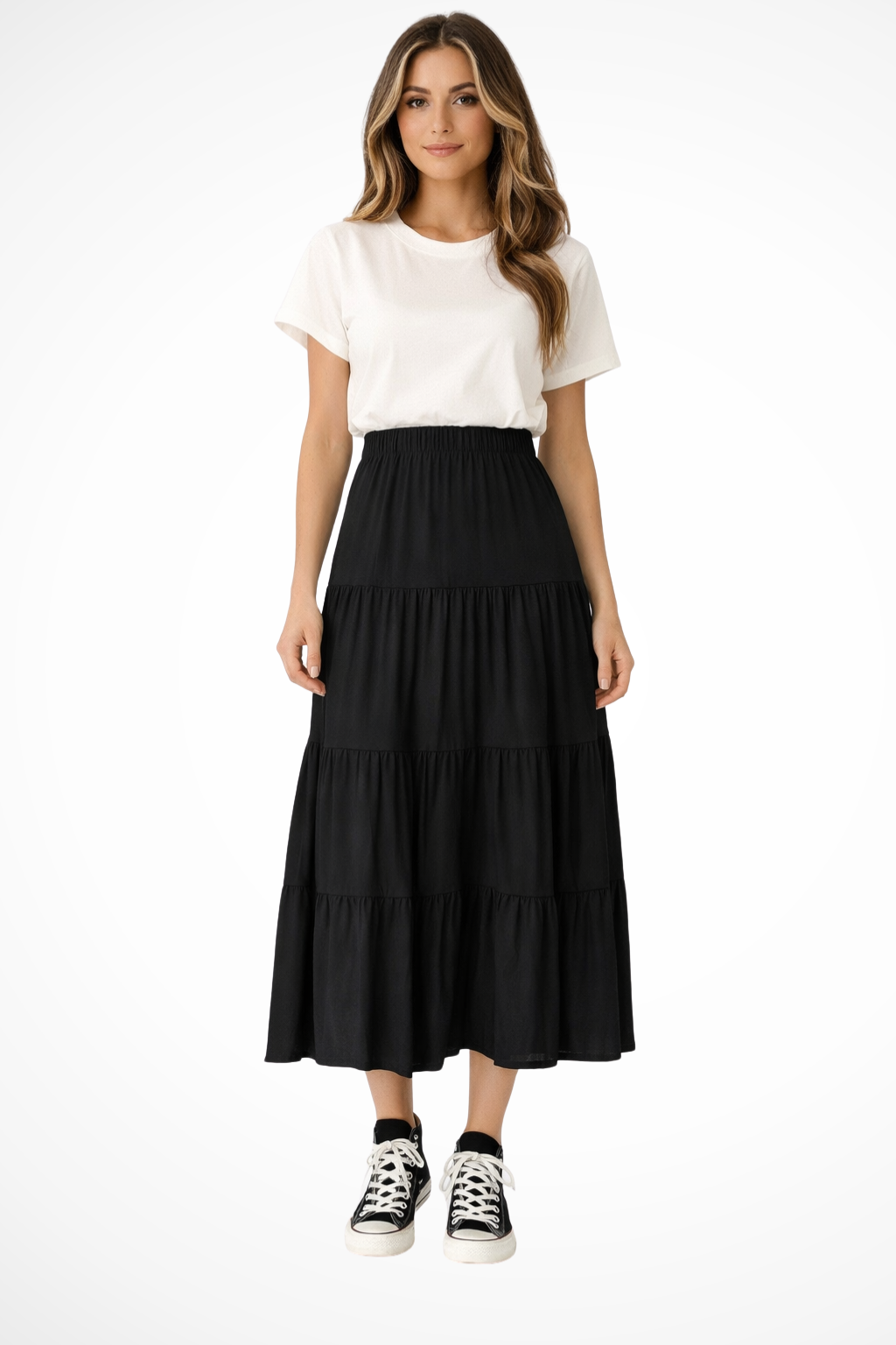 High Waist Tiered Flowy Maxi Skirt for Effortless Everyday Style