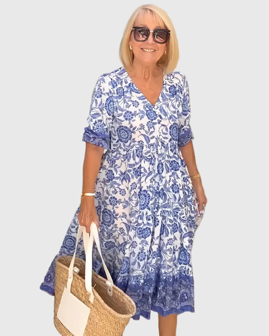 Keisha | Graceful V-Neck Floral Maxi Dress