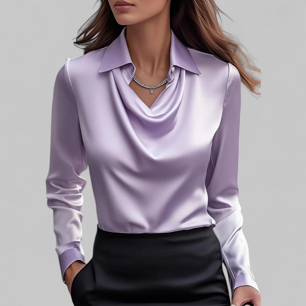 Rose | Women’s Draped Neck Long Sleeve Blouses