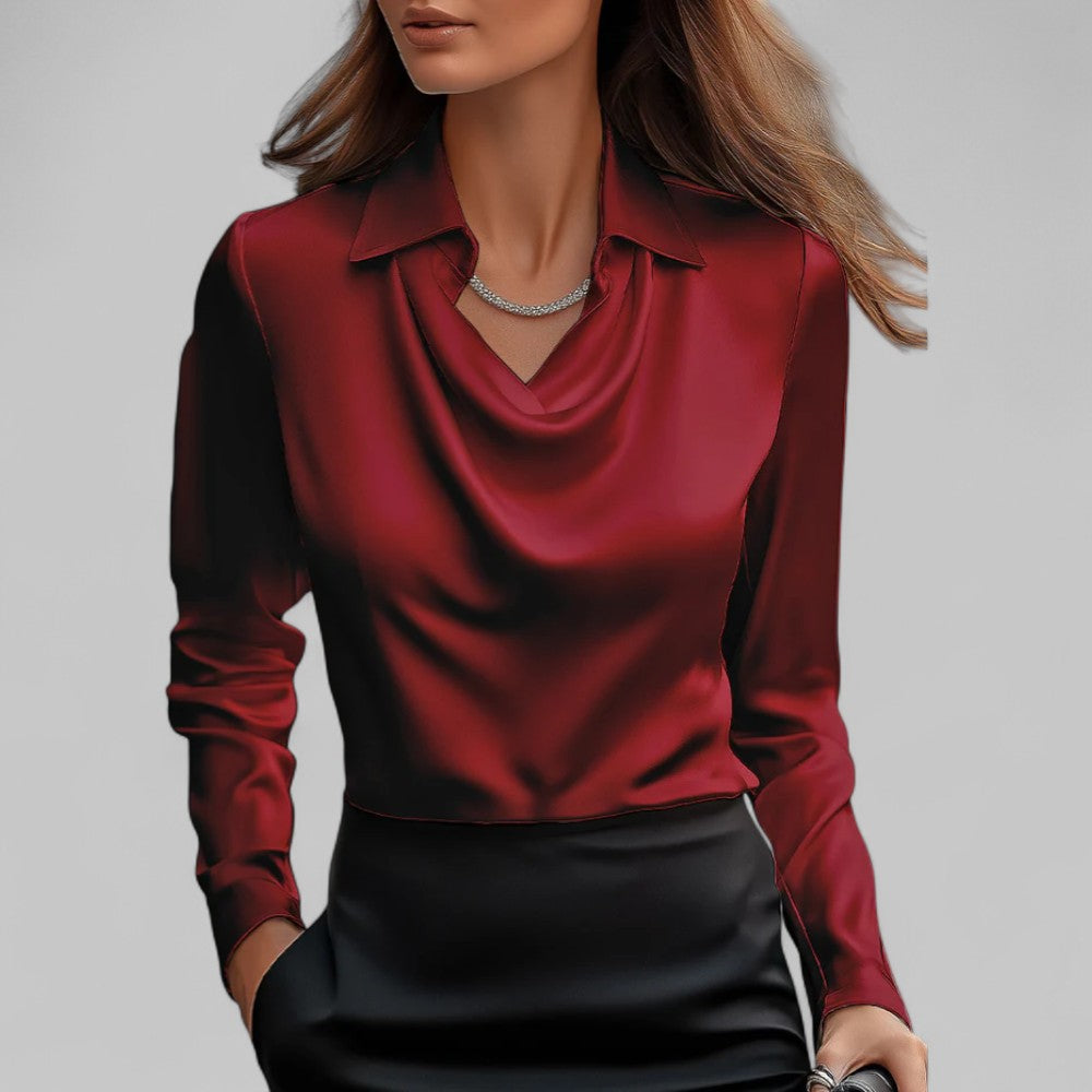 Rose | Women’s Draped Neck Long Sleeve Blouses