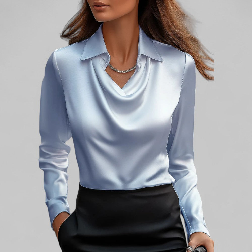 Rose | Women’s Draped Neck Long Sleeve Blouses