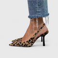 Leopard Print Orthopedic Slingback Heels with Pointed Toe