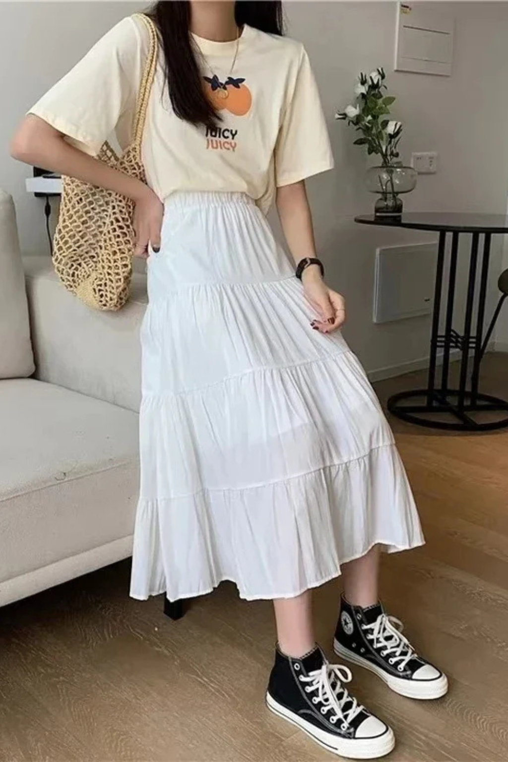 High Waist Tiered Flowy Maxi Skirt for Effortless Everyday Style