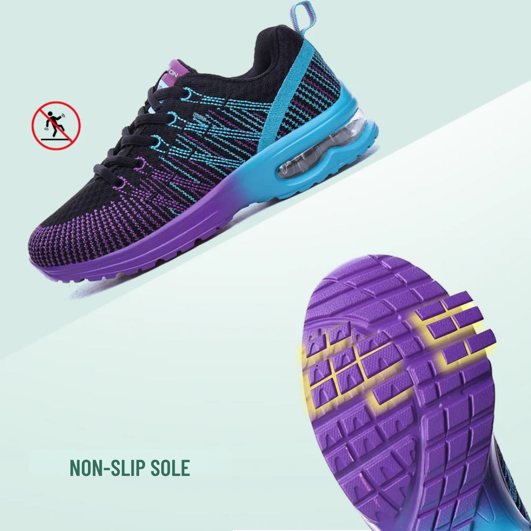 Bold Black Purple Orthopedic Walking Sneakers for Women Over 45