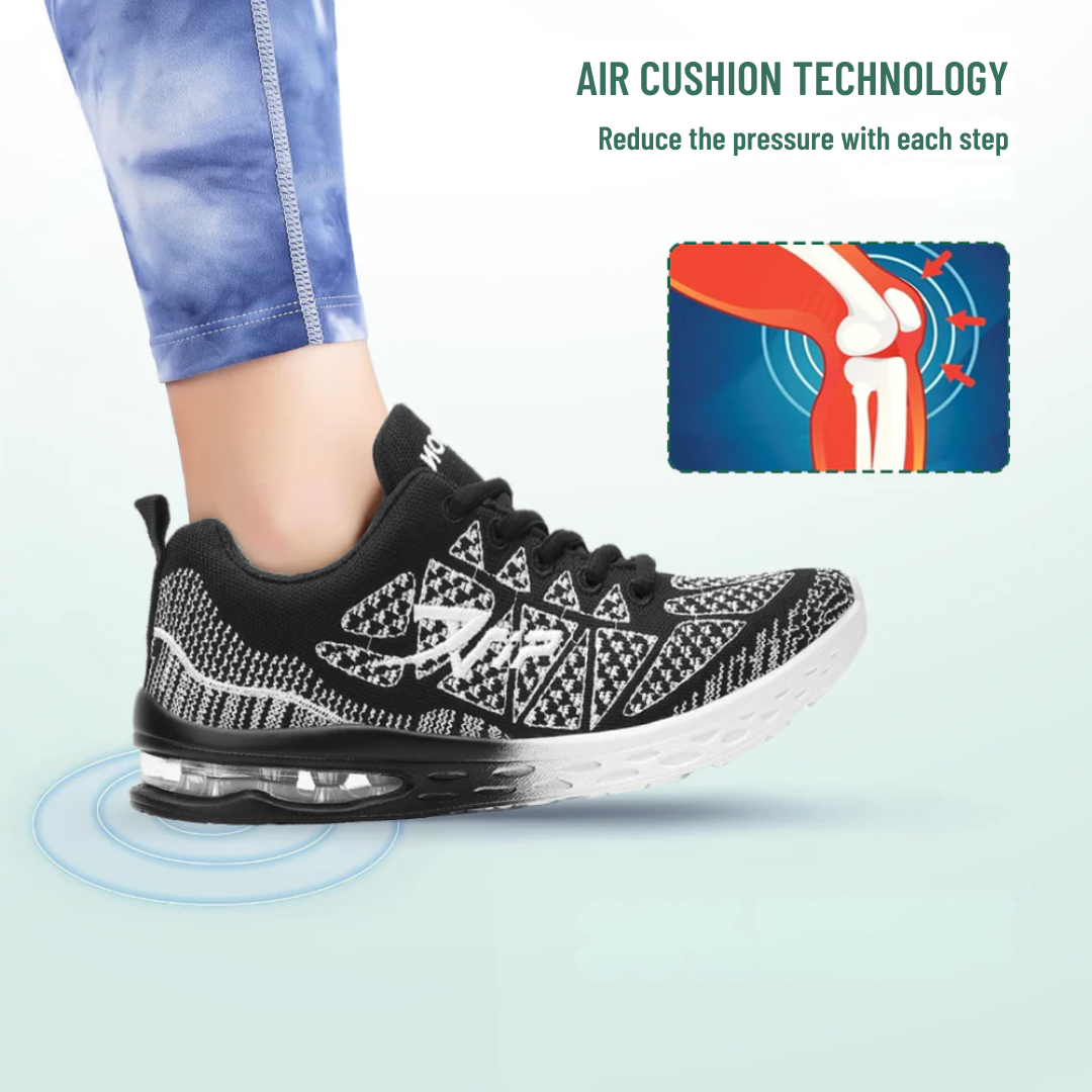 Black Orthopedic Walking Shoes with Cushioned Arch Support for Women