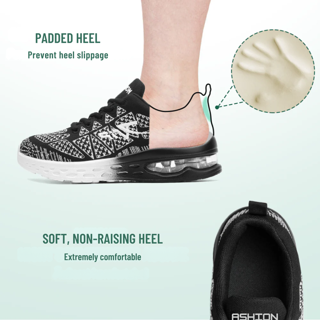 Black Orthopedic Walking Shoes with Cushioned Arch Support for Women