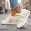Orelia Rise Sneakers with Gold Accent and Cushioned Wedge Sole