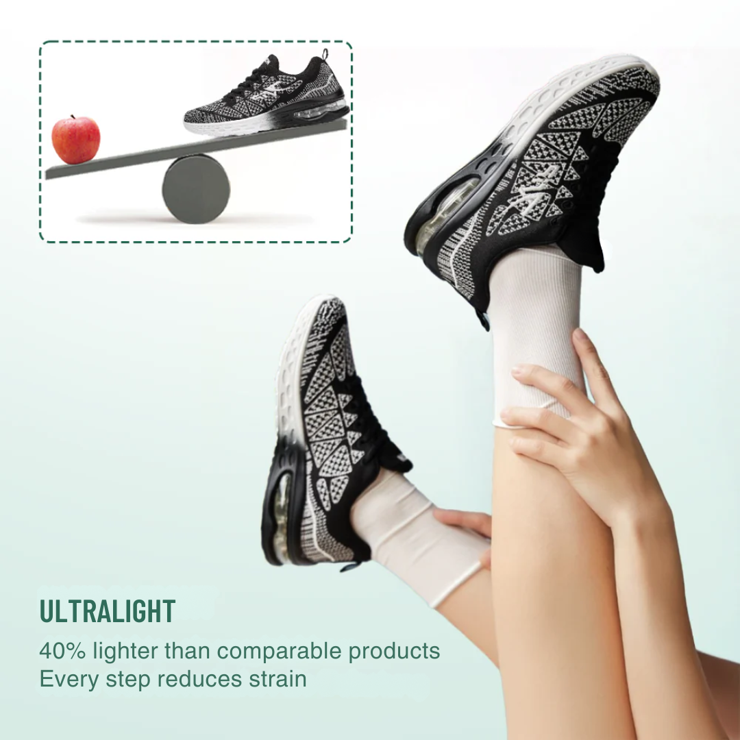 Black Orthopedic Walking Shoes with Cushioned Arch Support for Women