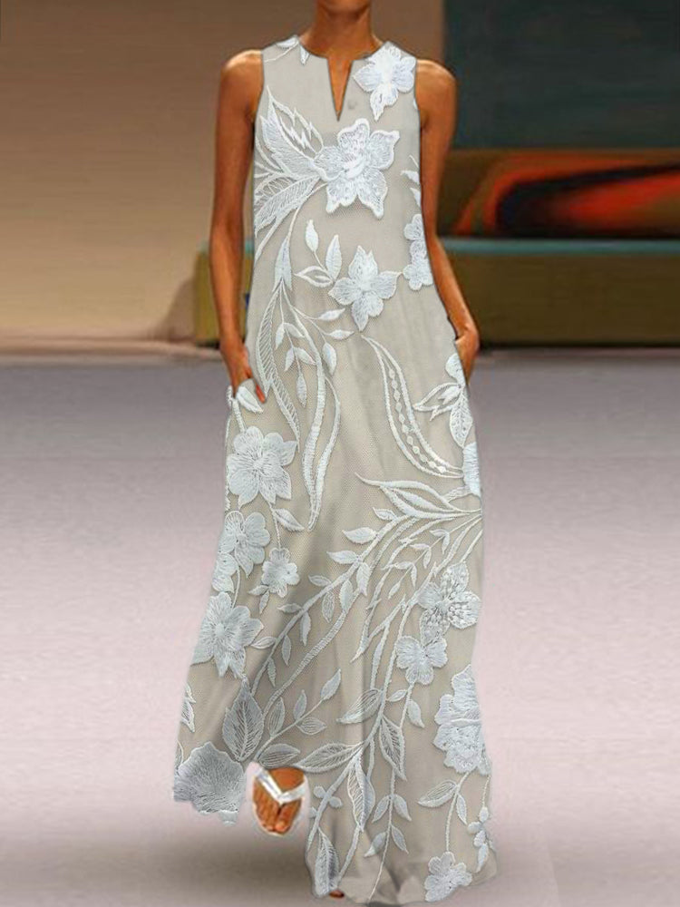 Selene – Elegant Sleeveless Luxe Printed Dress