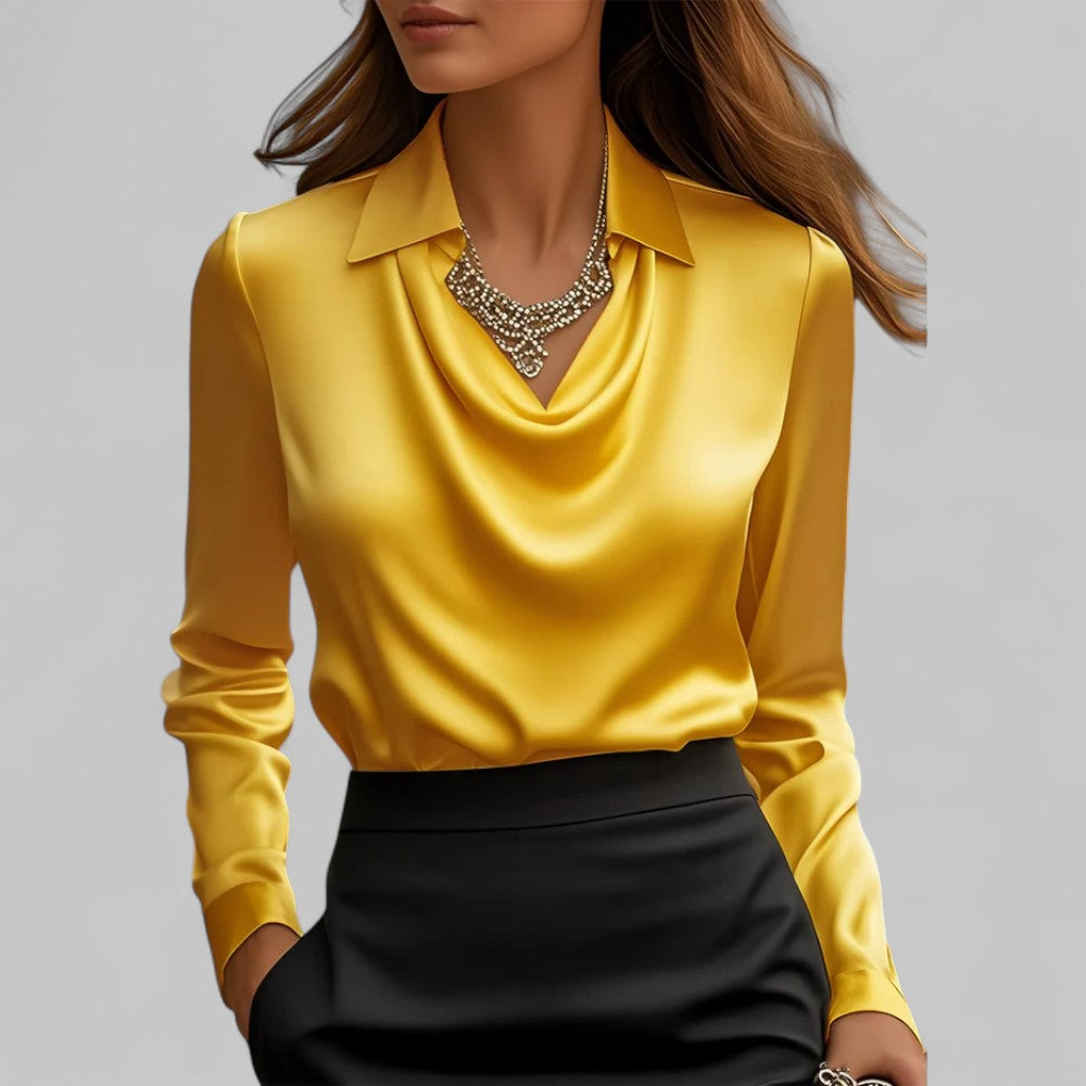 Rose | Women’s Draped Neck Long Sleeve Blouses