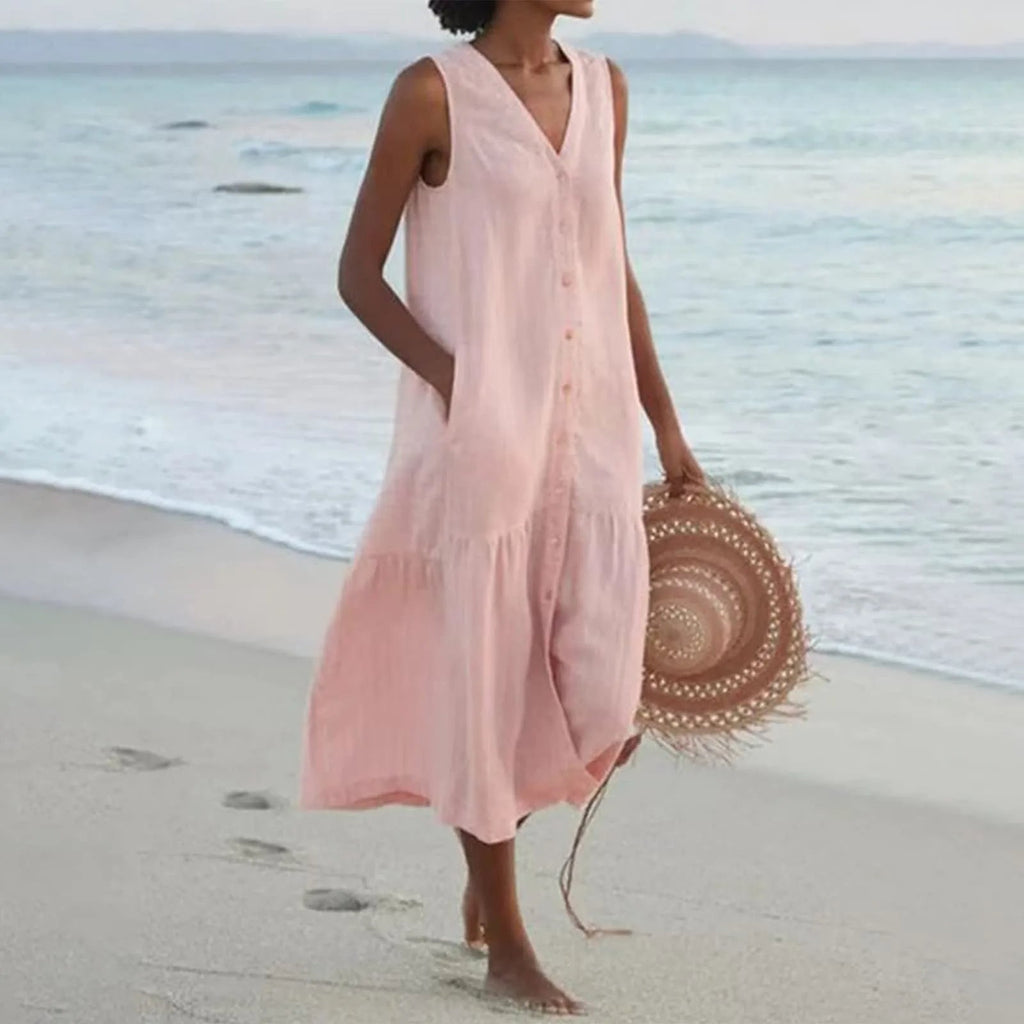 Samantha | Women Lena Summer V Neck Midi Dress