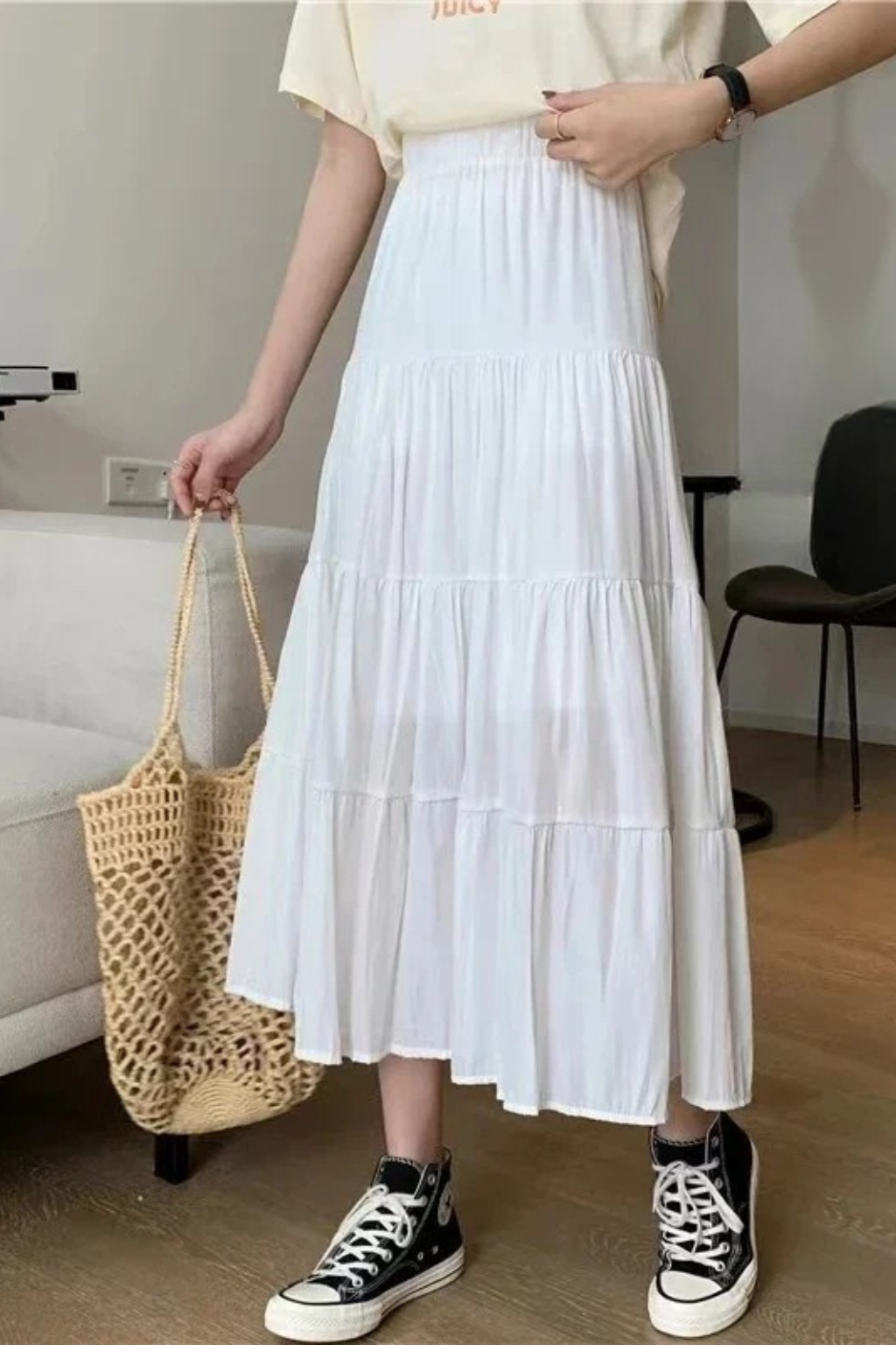 High Waist Tiered Flowy Maxi Skirt for Effortless Everyday Style