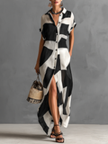Geometric Print Maxi Shirt Dress – Breezy Everyday Elegance