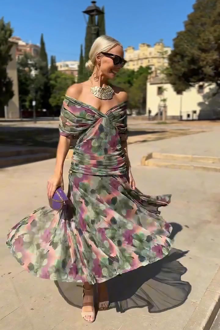 Elegant V-Neck Fantasy Party Maxi Dress – Dreamy Gradient Flowing Gown for Special Occasions
