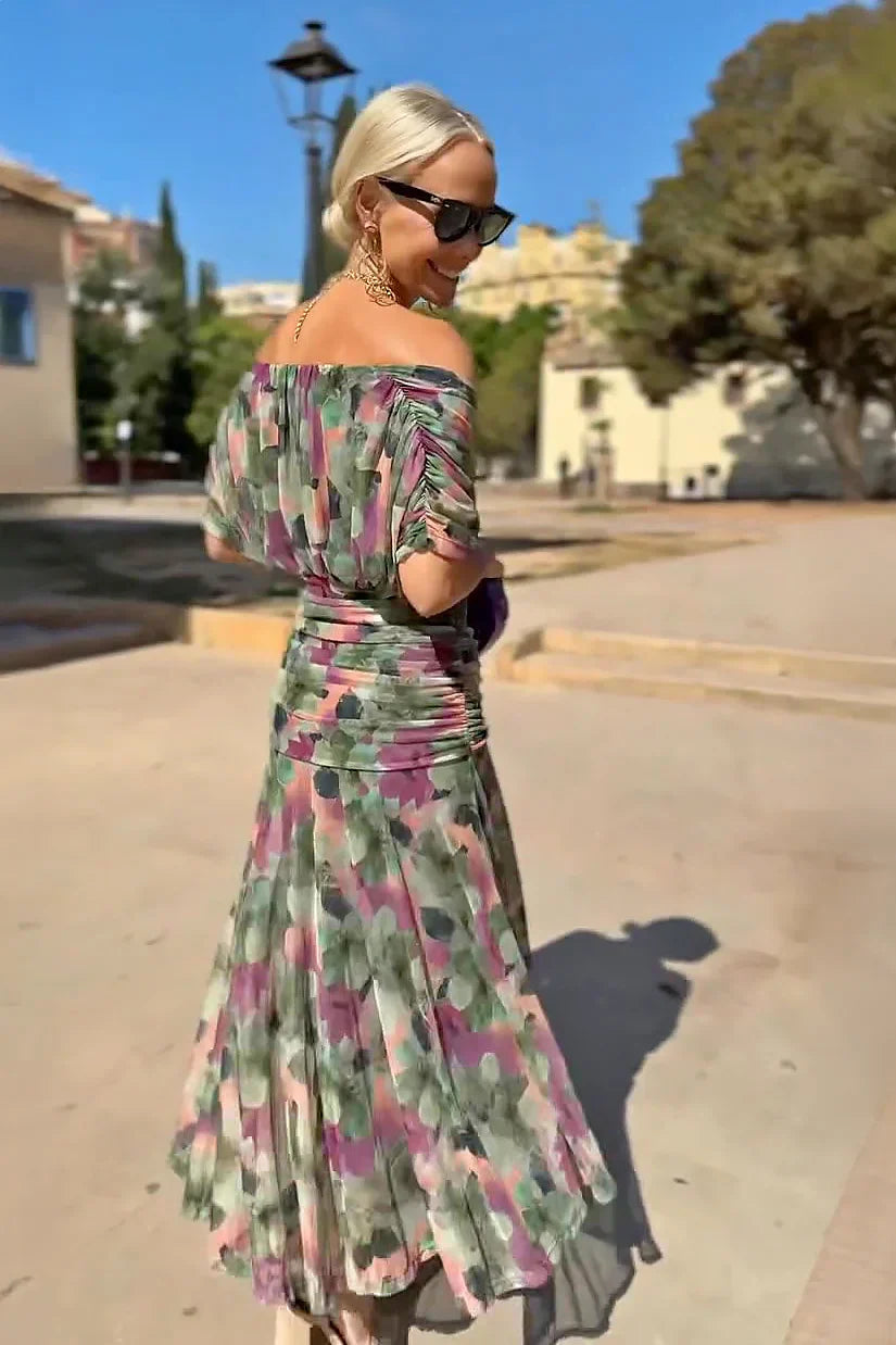 Elegant V-Neck Fantasy Party Maxi Dress – Dreamy Gradient Flowing Gown for Special Occasions