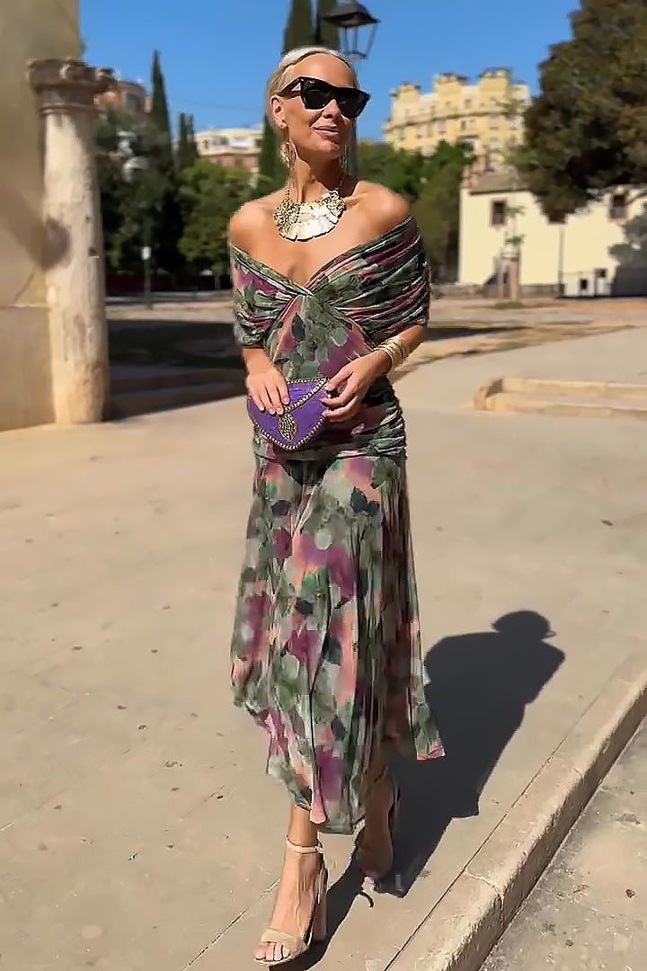 Off Shoulder Floral Maxi Dress for Elegant Occasions
