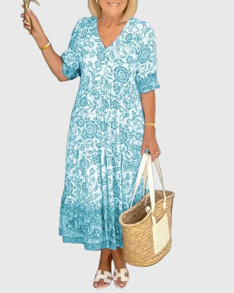 Keisha | Graceful V-Neck Floral Maxi Dress