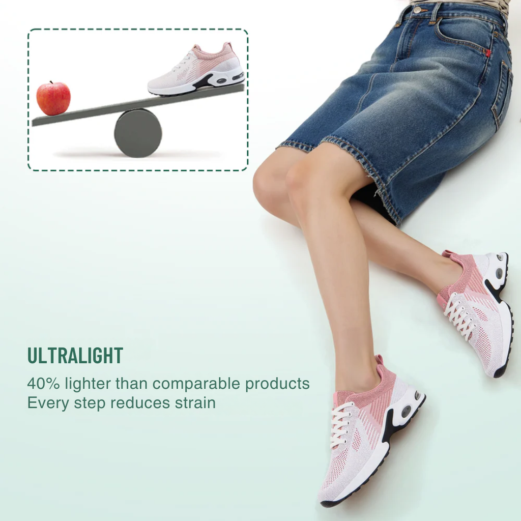 Orthopedic Walking Sneakers for Women in White and Pink