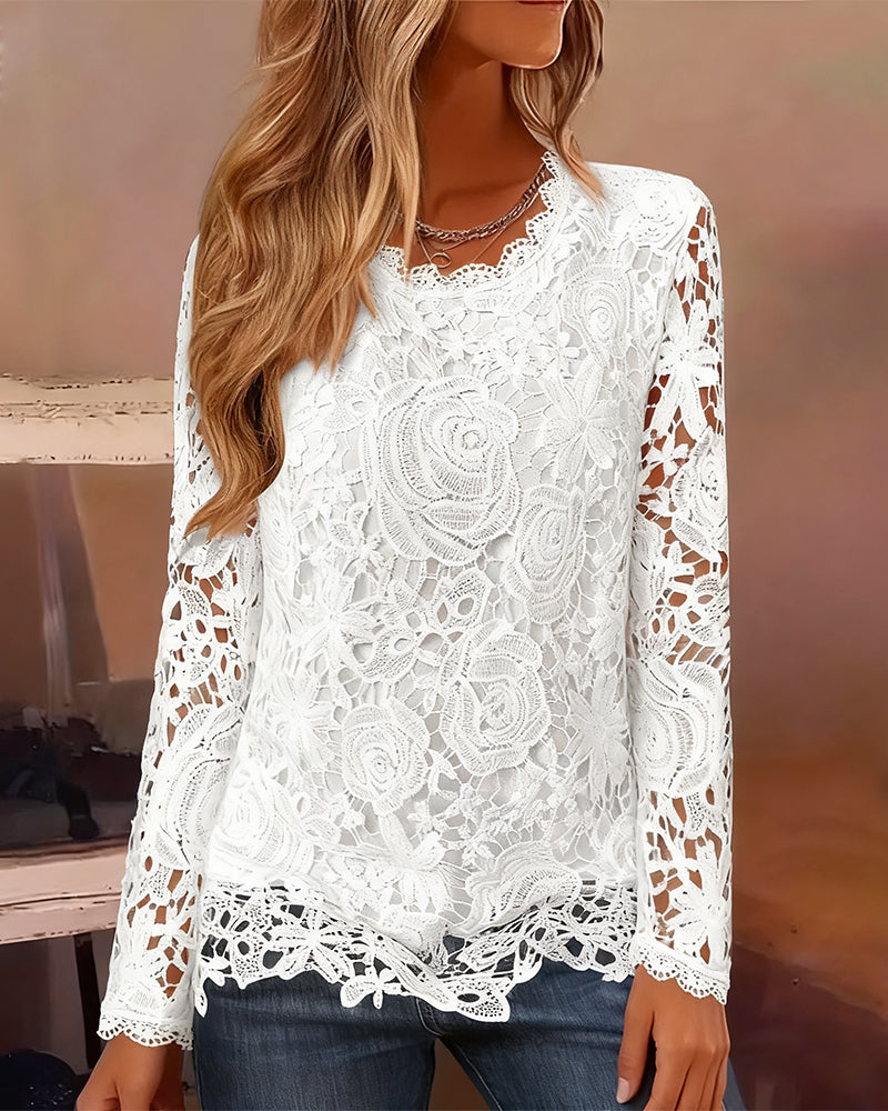 Elegant Long-Sleeve Lace Top