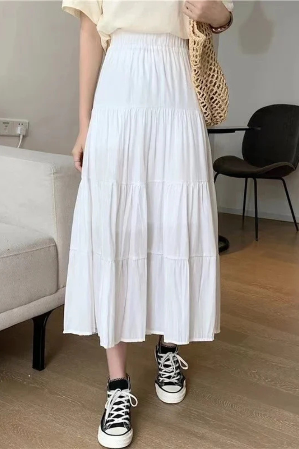 High Waist Tiered Flowy Maxi Skirt for Effortless Everyday Style