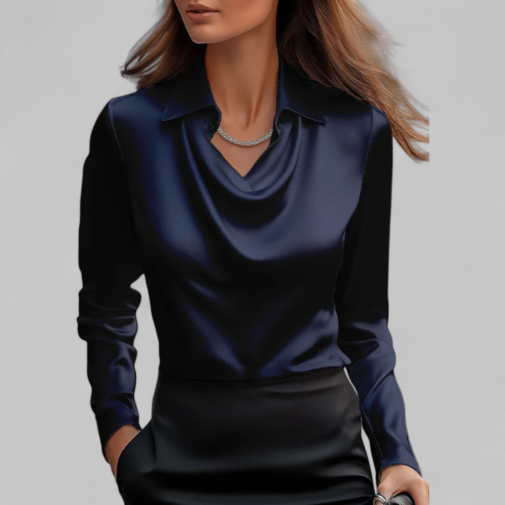 Rose | Women’s Draped Neck Long Sleeve Blouses