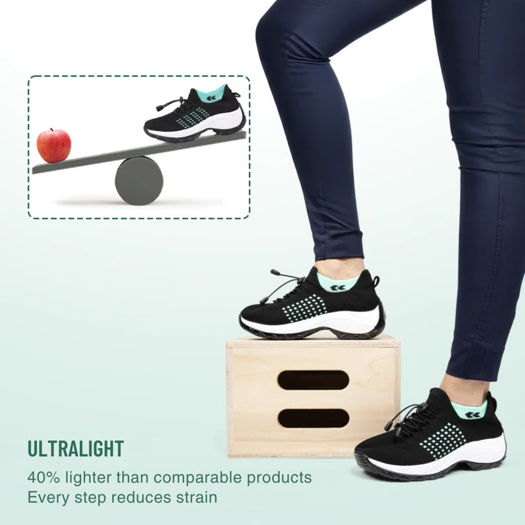 Green Black Knit Orthopedic Walking Shoes for Everyday Comfort