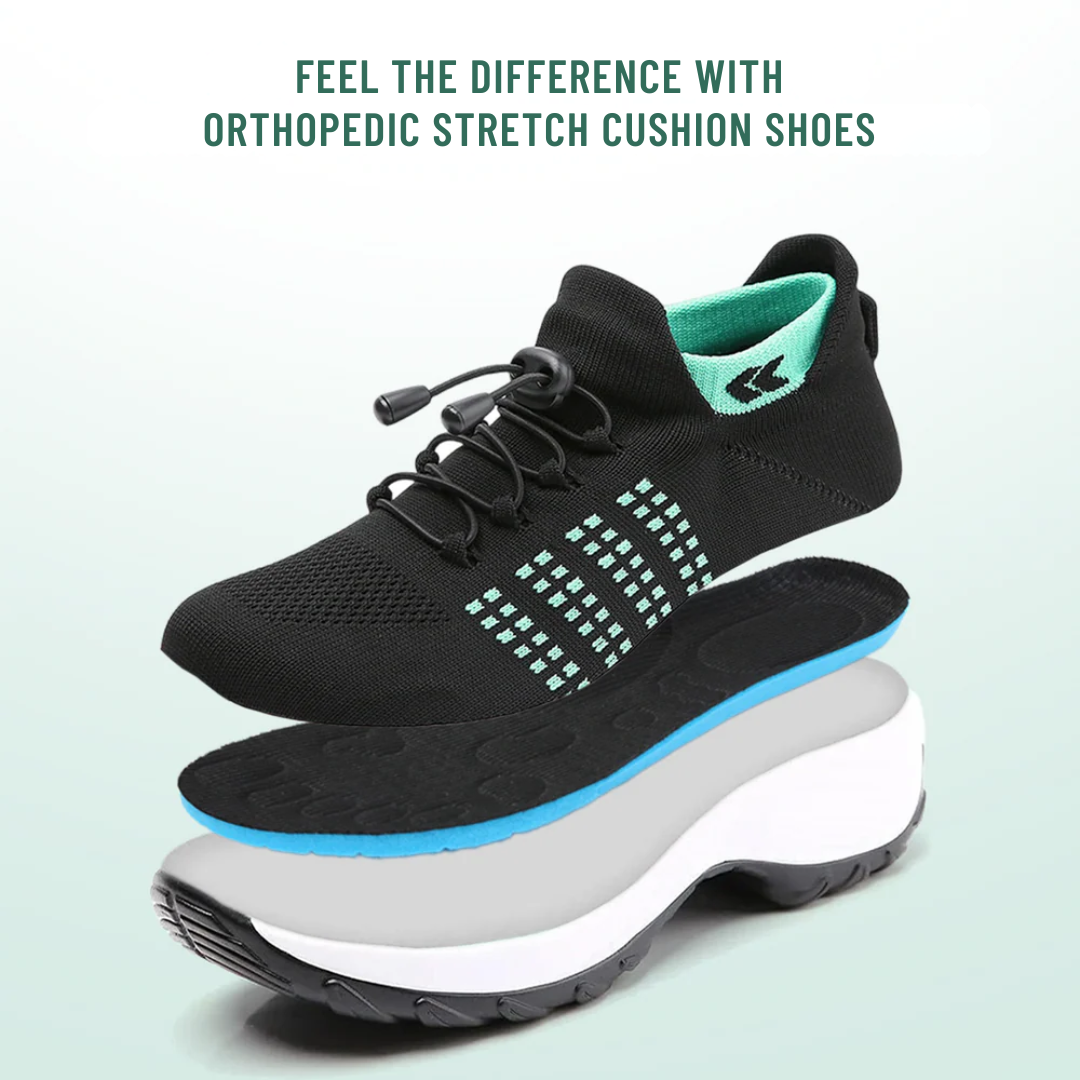Green Black Knit Orthopedic Walking Shoes for Everyday Comfort
