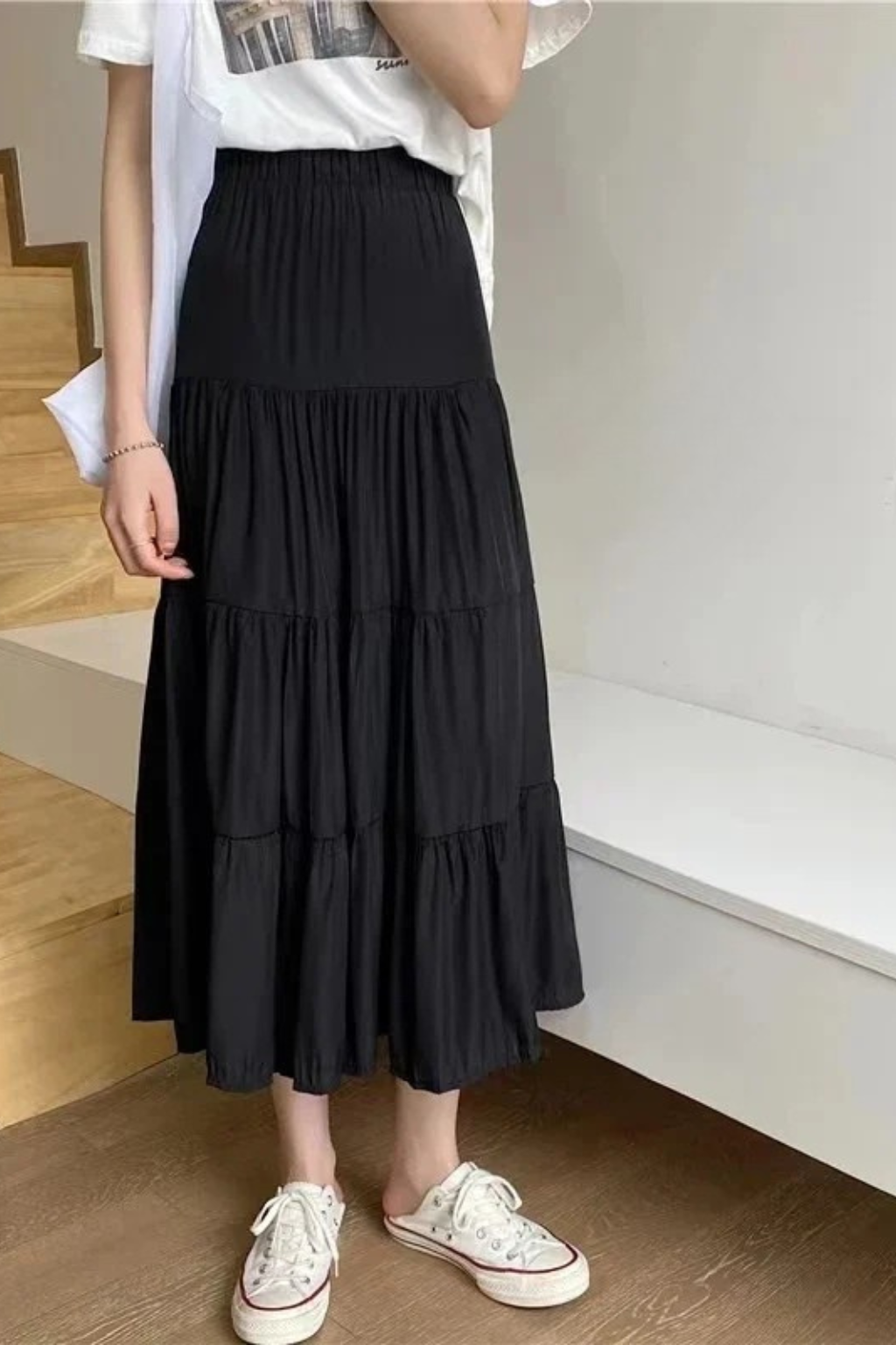 High Waist Tiered Flowy Maxi Skirt for Effortless Everyday Style